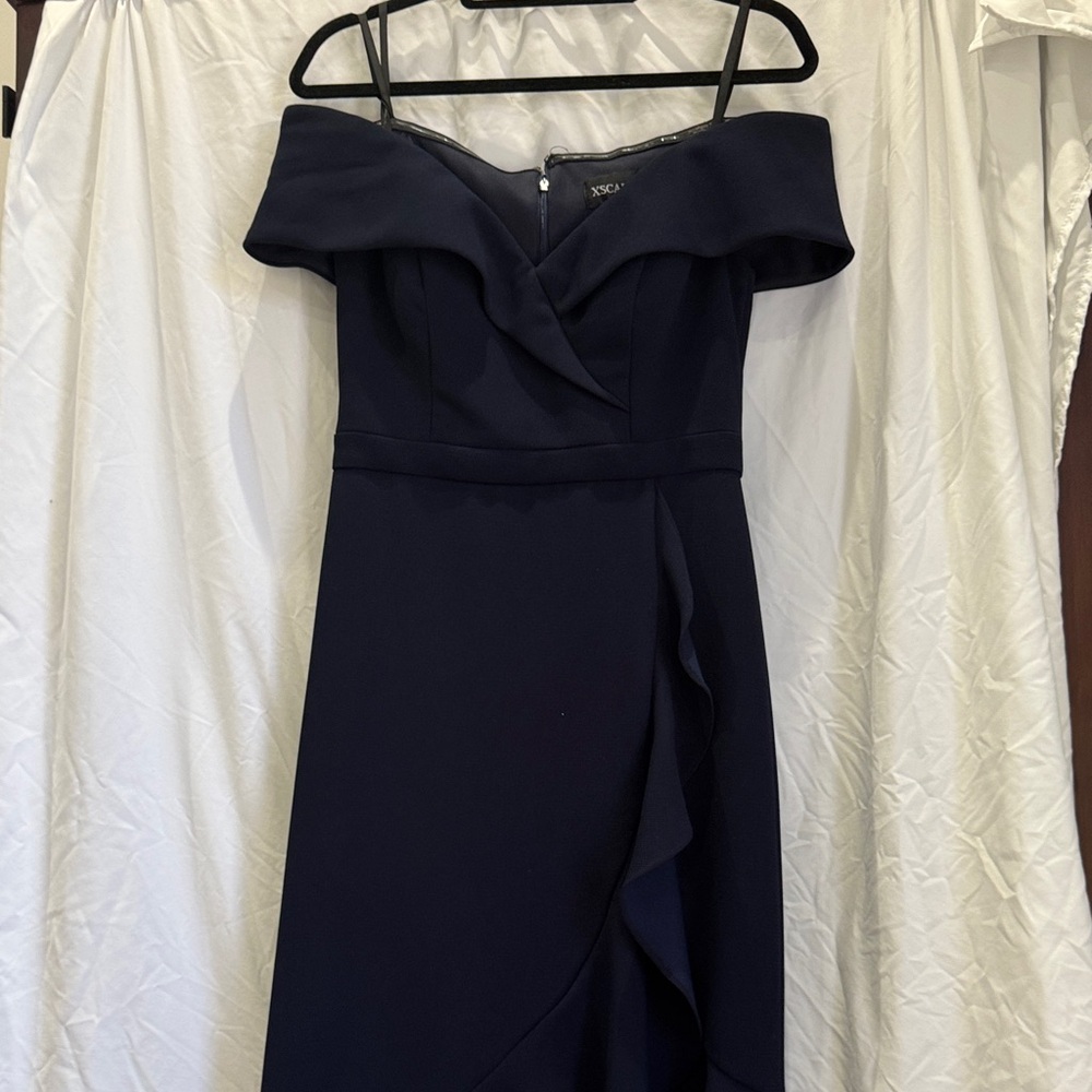 Xscape Strapless Navy Dress